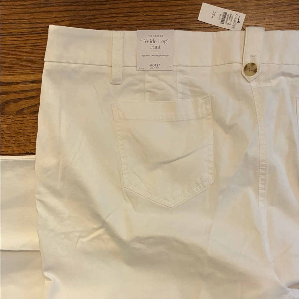 Talbots Women's Wide Leg Pant in White, sz 22W, NWT - Picture 3 of 6
